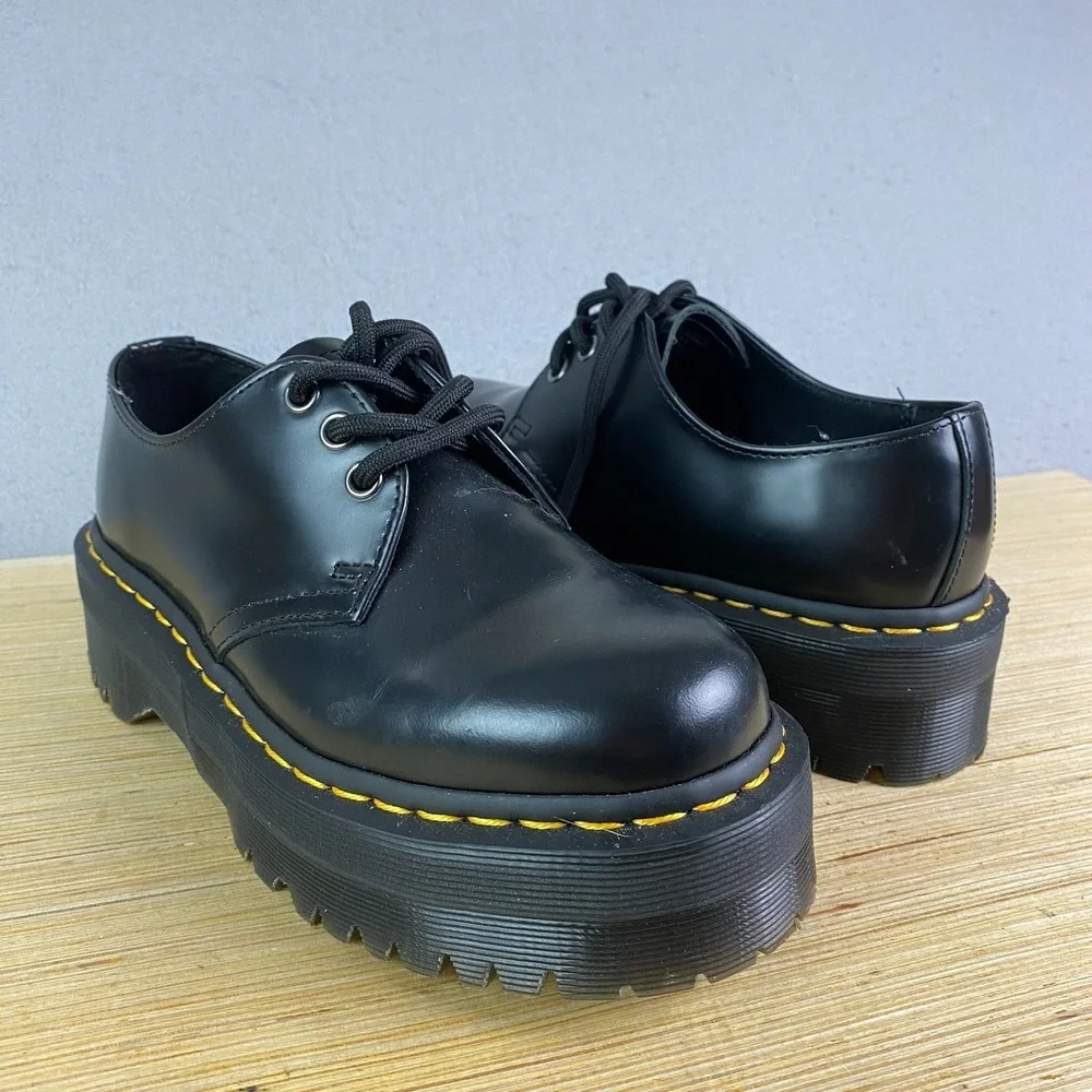 Dr Martens Oxford Shoes Womens US 6 1461 Quad Black Smooth Leather Platform